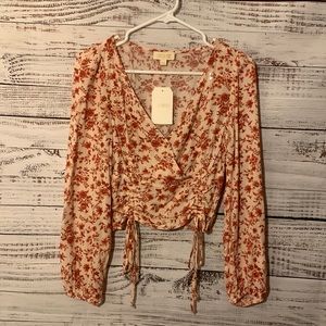 NWT London rose floral long sleeve blouse size small